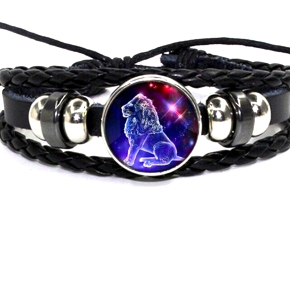 NEW! SEXY BLACK LION Astrology Zodiac Woven Leather Bracelet Lion - LEO